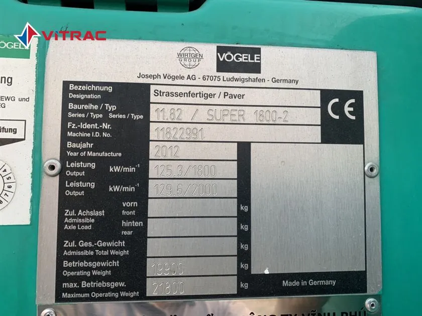 VOGELE S1800-2 - 2012